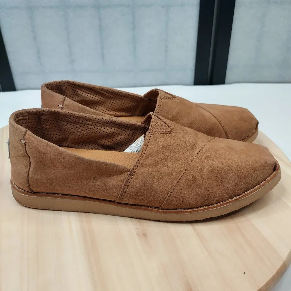 Toms Alpargata Crepe Toffee Tan Microfiber Slip-on Flats Women US 7.5
